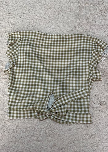 V Yaka Düğmeli Salaş Kadın Bluz - Görsel 2