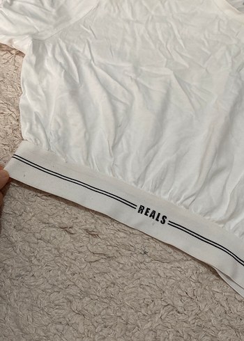 Kadın Beyaz Keten Crop Tişört - Görsel 3