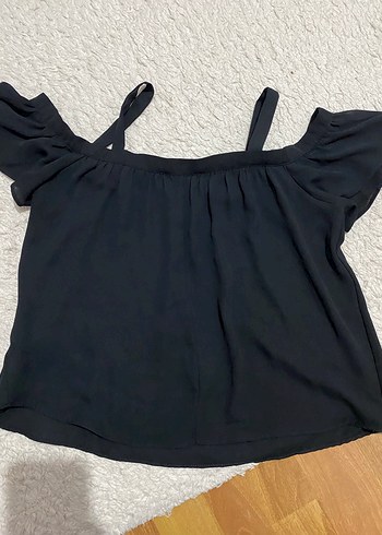 Siyah Askılı Volanlı Mini Bluz - Görsel 3