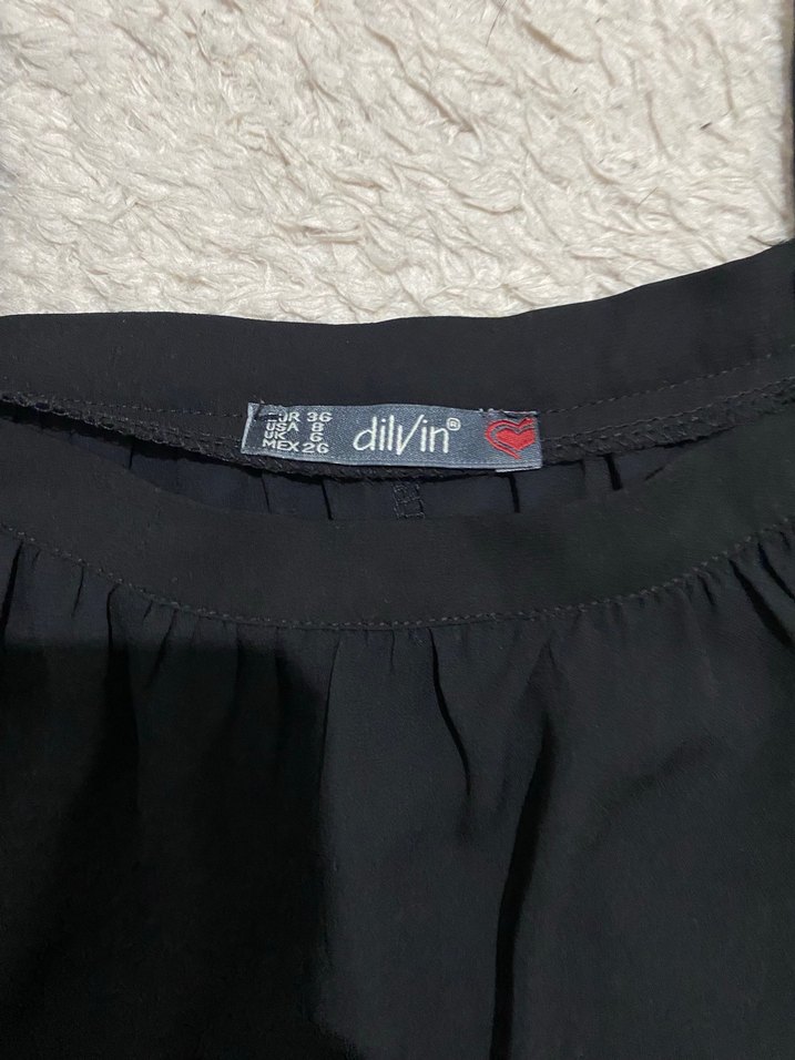 Siyah Askılı Volanlı Mini Bluz - Görsel 2