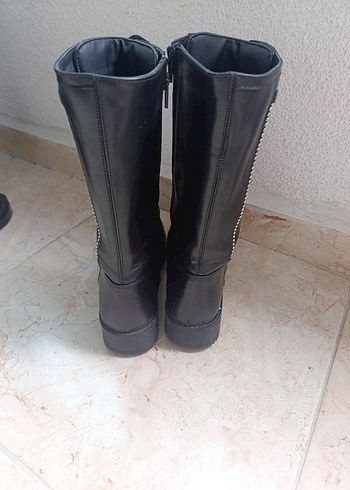 40 Beden siyah Renk Siyah Deri Gotik Stiletto Topuklu Bot