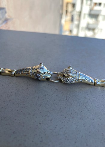 Diğer Zincir Detaylı Vintage leopar Altın renkte Bileklik