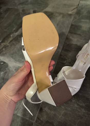 Beyaz Platform Topuklu Kadın Abiye Ayakkabı - Görsel 3