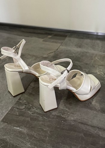 Beyaz Platform Topuklu Kadın Abiye Ayakkabı - Görsel 6