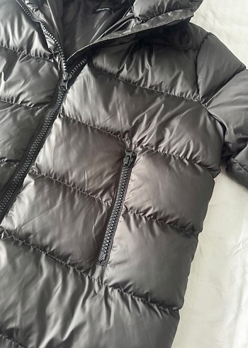 Kadın Siyah Kapüşonlu Şişme Mont - Görsel 4