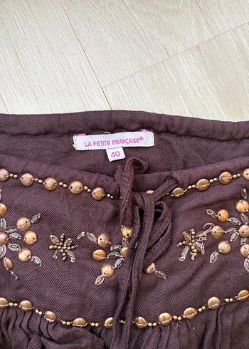Vintage Love Mürdüm Nakışlı Boncuklu Vintage Bohem Midi Etek