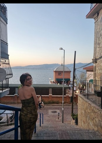 xs Beden haki Renk Drapeli Straplez Uzun yeşil takım