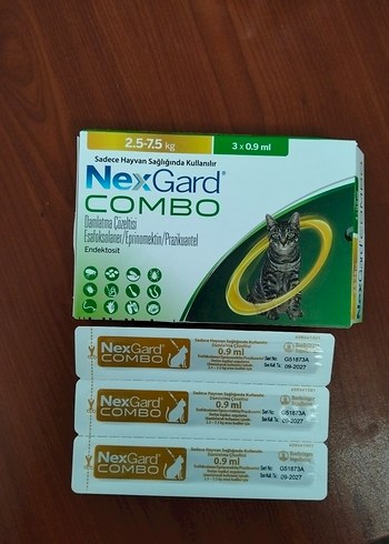 NexGard Combo Kedi Parazit İlacı 3x0l 2.5-7.5kg iç dış parazit