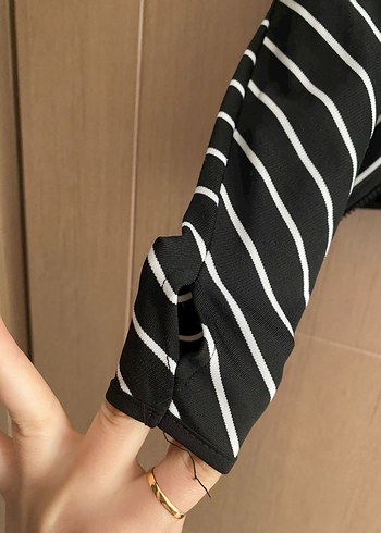 xs Beden siyah Renk Çizgili, Pilili, Uzun Kadın Blazer