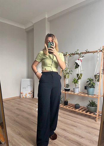 Lacivert Bol Paça Pantolon - Görsel 2