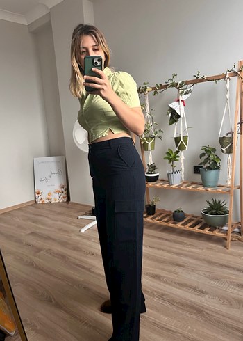 Lacivert Bol Paça Pantolon - Görsel 5