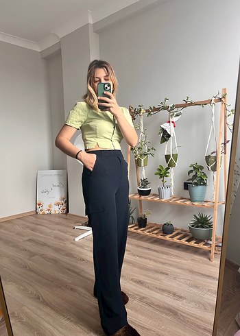 Lacivert Bol Paça Pantolon - Görsel 4