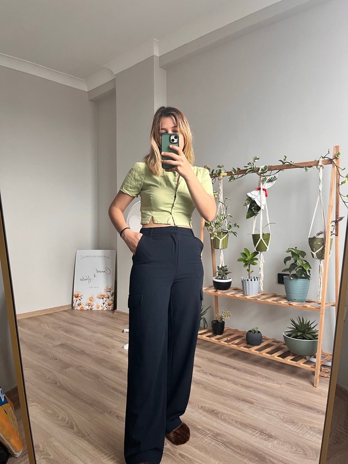 Lacivert Bol Paça Pantolon - Görsel 2