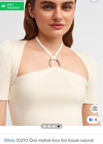 Bej Straplez Kısa Kollu Pamuklu Bluz - Görsel 7
