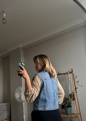 Vintage Açık Mavi Denim Yelek - Görsel 4