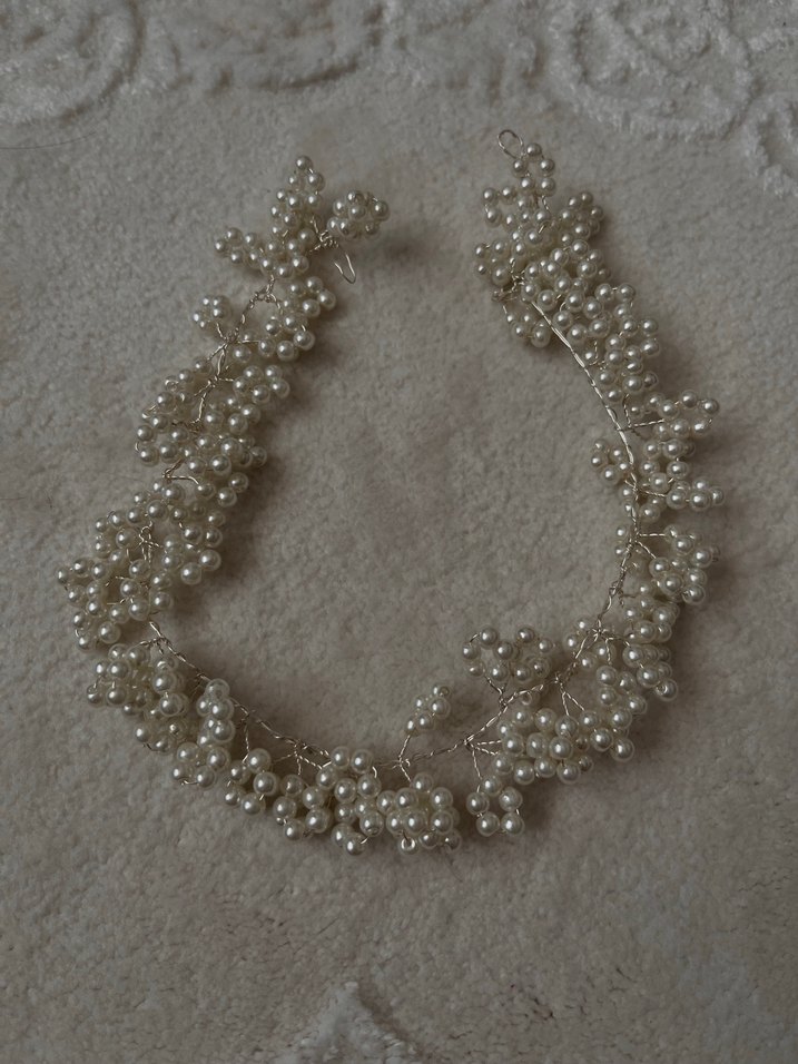 İnci Boncuklu Örgü Saç Aksesuarı - Görsel 2