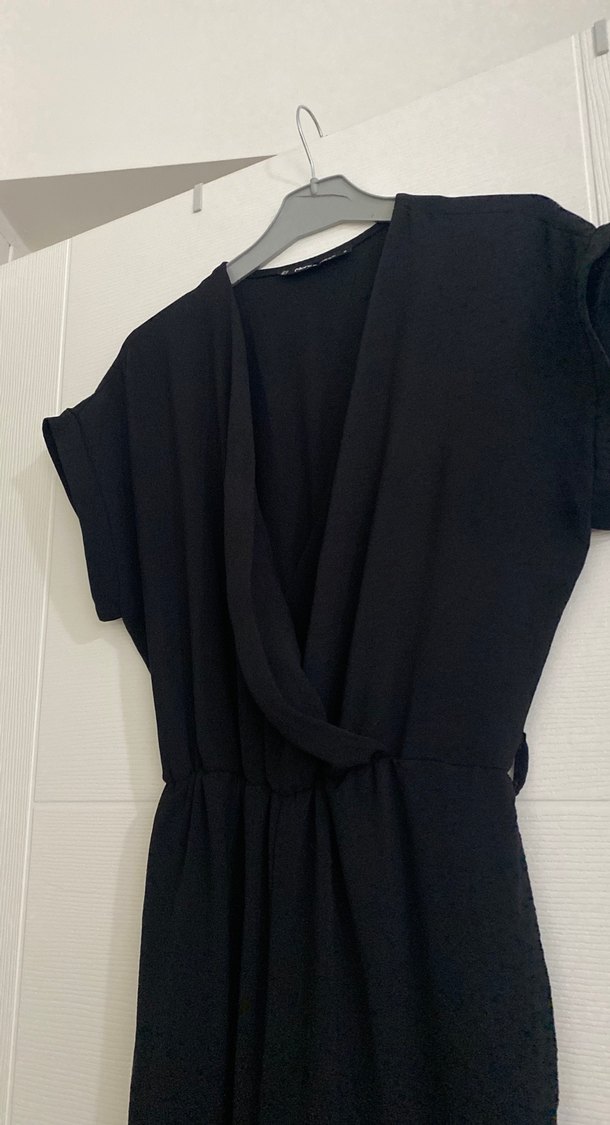 Siyah  V Yakalı Uzun tulum - Görsel 2