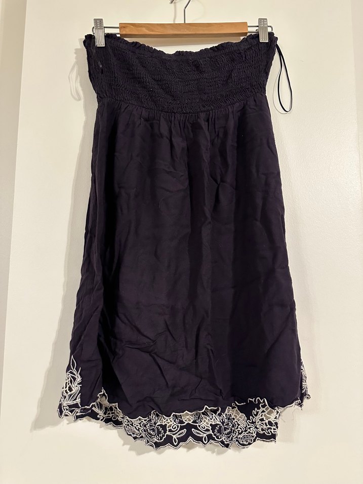 Dantel İşlemeli Lacivert Mini Elbise - Görsel 2