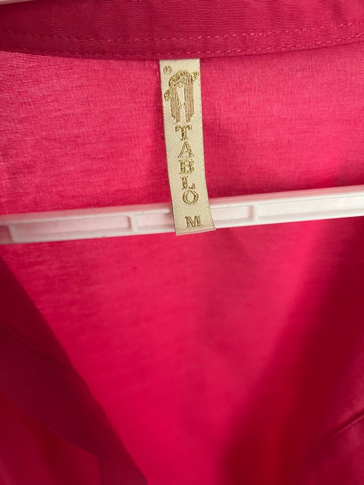 Pembe Uzun Kollu Düğmeli Keten Gömlek - Görsel 3