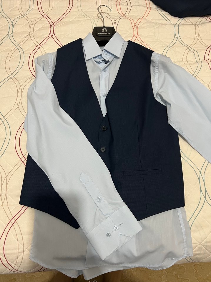 Erkek Mavi Klasik Kesim Takım Elbise - Görsel 4