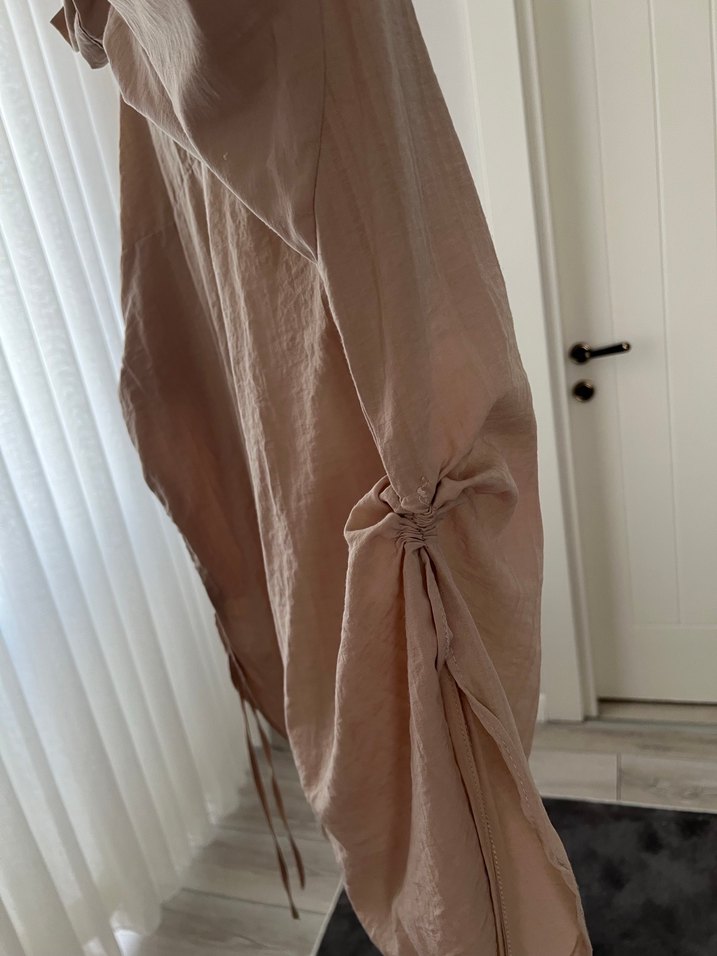 Bej Keten Kadın Gömlek - Görsel 3