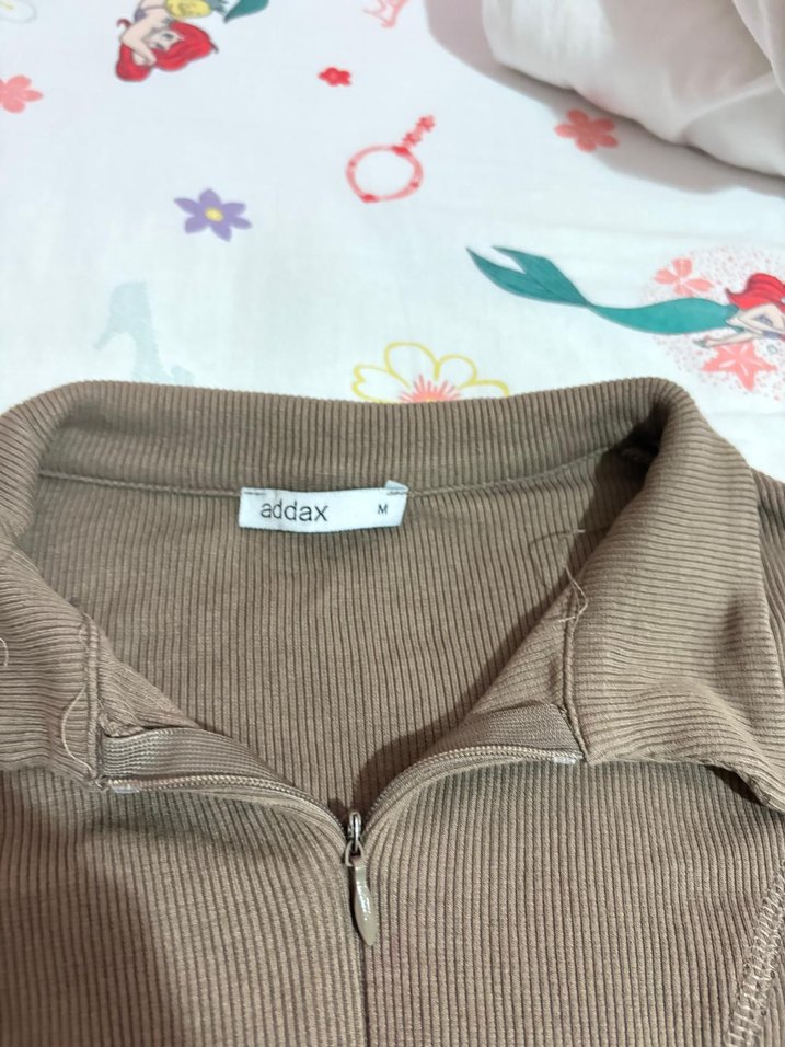 Kadın Kahverengi V Yaka Uzun Kollu Crop - Görsel 5