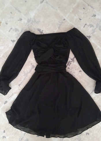Siyah Drapeli Mini Gotik Elbise