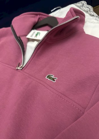Pembe Yarım Fermuarlı Yüksek Yaka Sweatshirt
