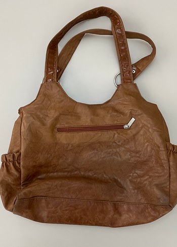 Kahverengi Parlak Deri Kadın Çanta vintage - Görsel 4