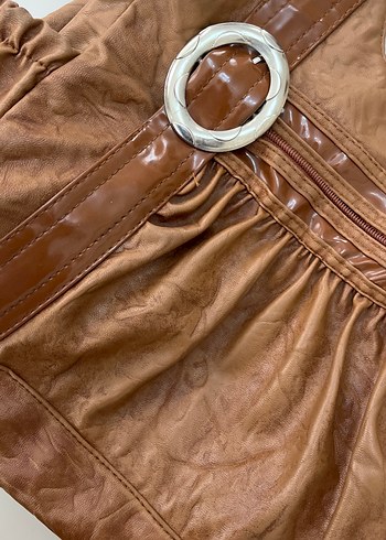 Kahverengi Parlak Deri Kadın Çanta vintage - Görsel 2