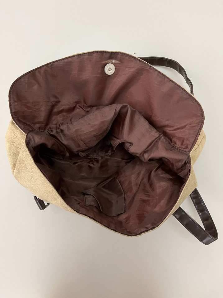 Bej Süet Kadın Çanta vintage - Görsel 3