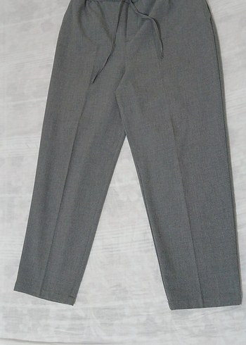 Gri Kadın Pileli(beli lastikli)Kumaş Pantolon - Görsel 3
