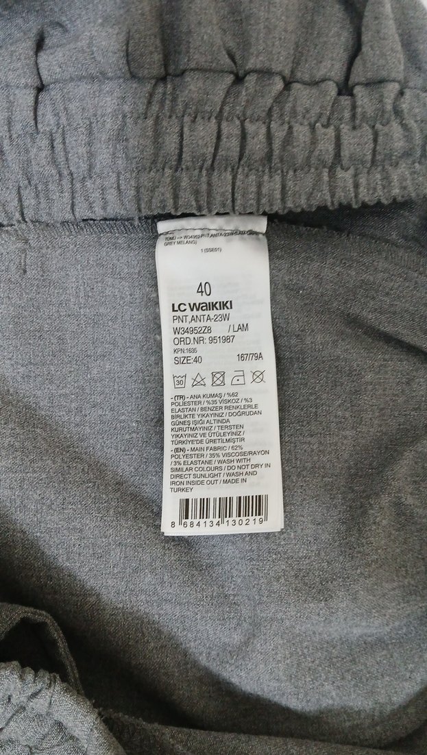 Gri Kadın Pileli(beli lastikli)Kumaş Pantolon - Görsel 4