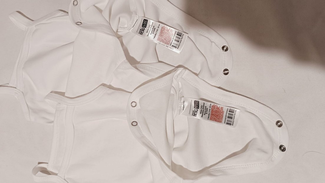 Askılı beyaz bebek zıbın/2 li takım - Görsel 2