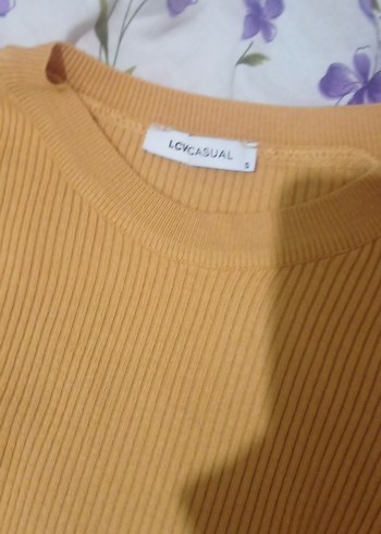 hardal rengi uzun kollu crop kazak - Görsel 2