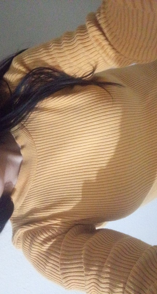 hardal rengi uzun kollu crop kazak - Görsel 4