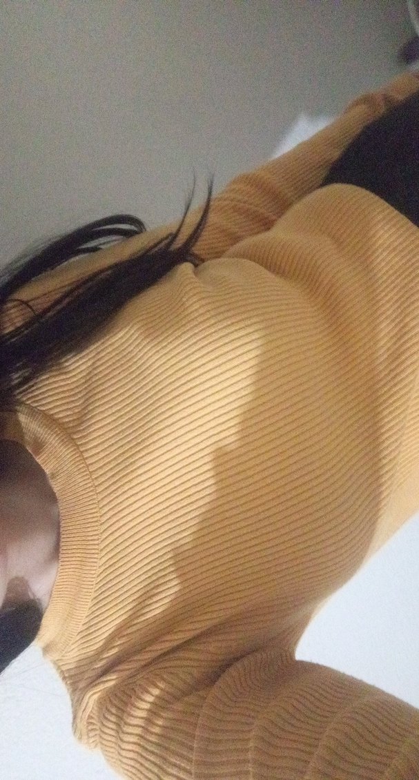 hardal rengi uzun kollu crop kazak - Görsel 3