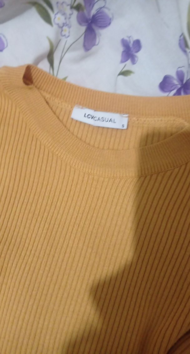 hardal rengi uzun kollu crop kazak - Görsel 2