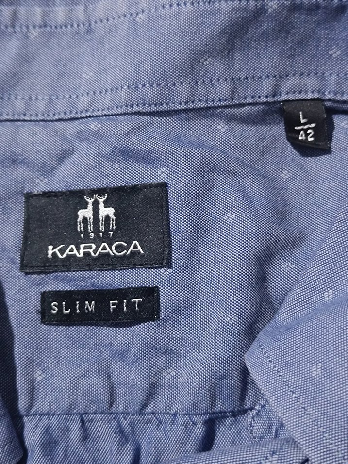 Mavi Keten Uzun Kollu Erkek Gömlek bedeni 42 - Görsel 4