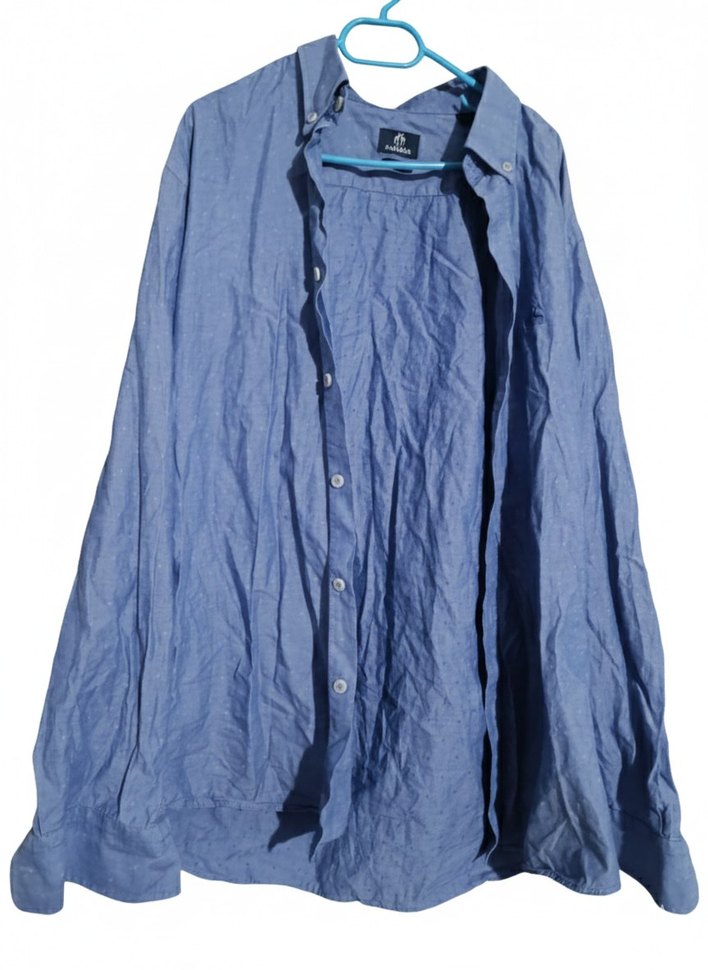 Mavi Keten Uzun Kollu Erkek Gömlek bedeni 42 - Görsel 2