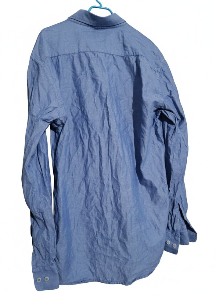 Mavi Keten Uzun Kollu Erkek Gömlek bedeni 42 - Görsel 3