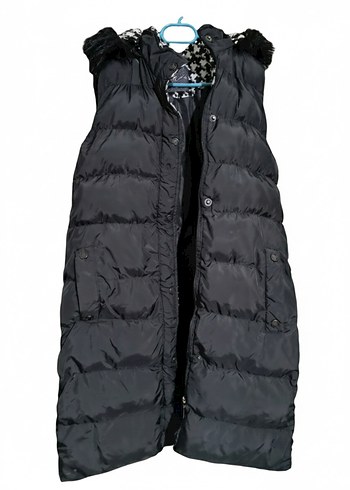 Kadın Siyah Uzun Kürklü Yelek - Görsel 2