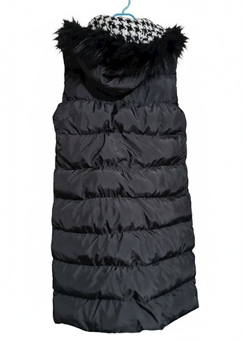 Kadın Siyah Uzun Kürklü Yelek - Görsel 3