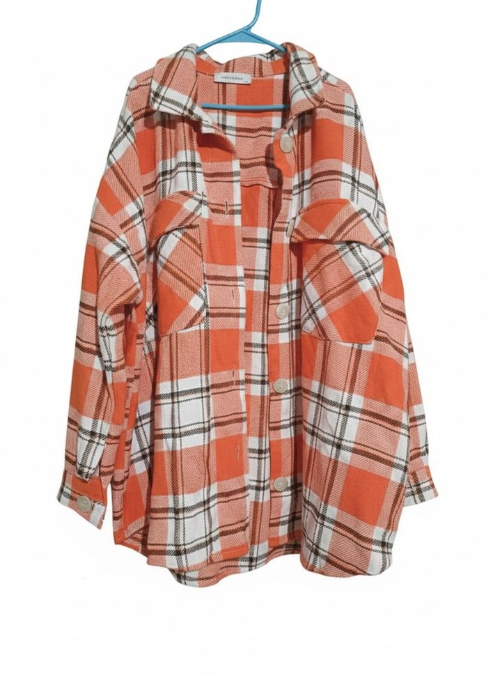 Düğmeli bol kesim kareli erkek oduncu gömlek - Görsel 2