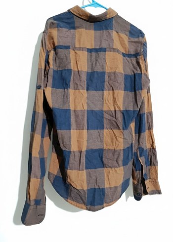 Erkek Kahverengi Kareli Uzun Kollu Gömlek - Görsel 3