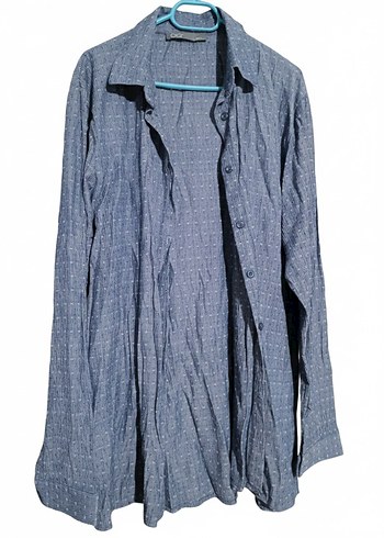 Düğmeli Uzun Kollu Keten Gömlek - Görsel 2