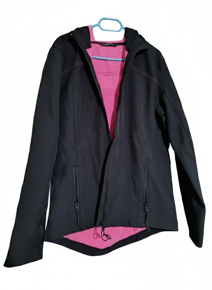 Siyah Fermuarlı Kapüşonlu Kadın  yağmurluk - Görsel 2