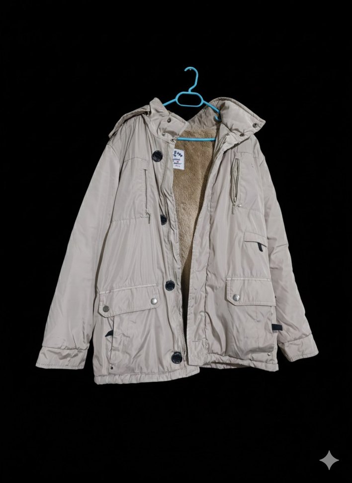 Gri Düğmeli Erkek Sokak Stili Mont - Görsel 2