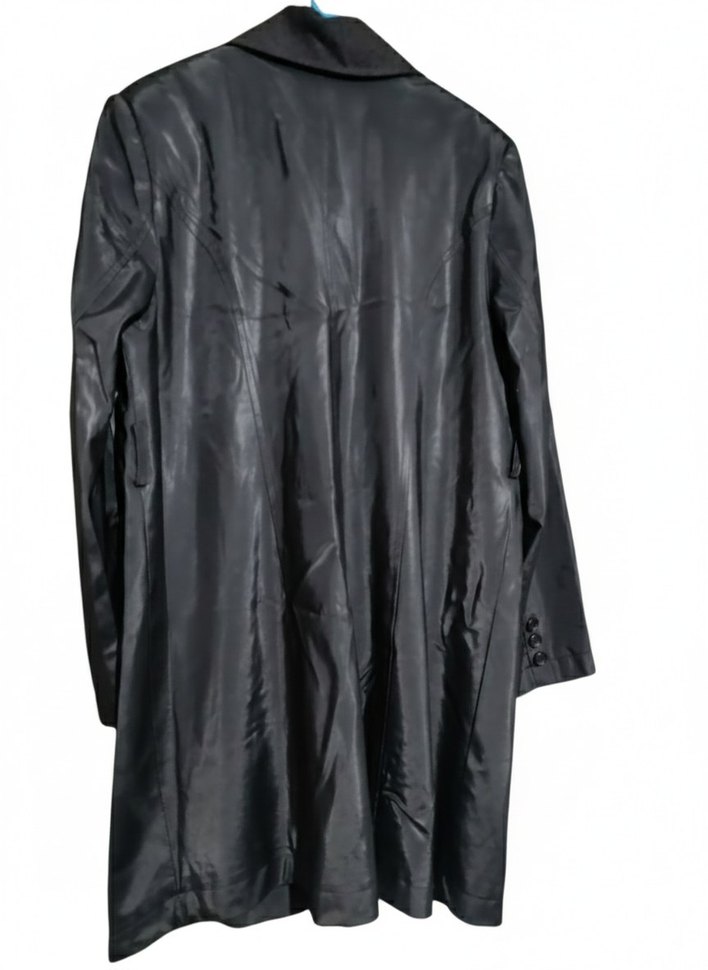 Gri Deri Kadın Ceket Uzun Kesim - Görsel 3