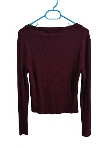 Bordo Uzun Kollu İnce Triko Kadın Kazak - Görsel 2